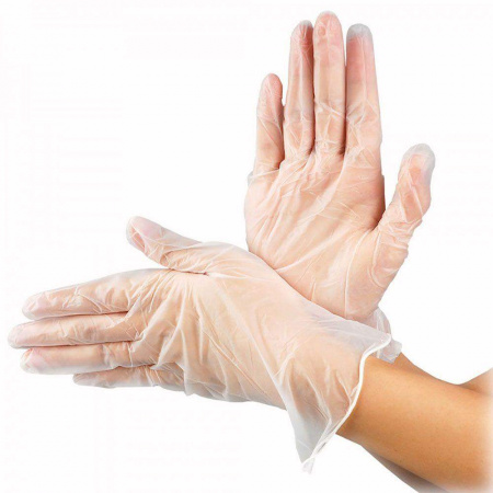 Перчатки виниловые Gloves неопудренные прозрачные, 100 шт